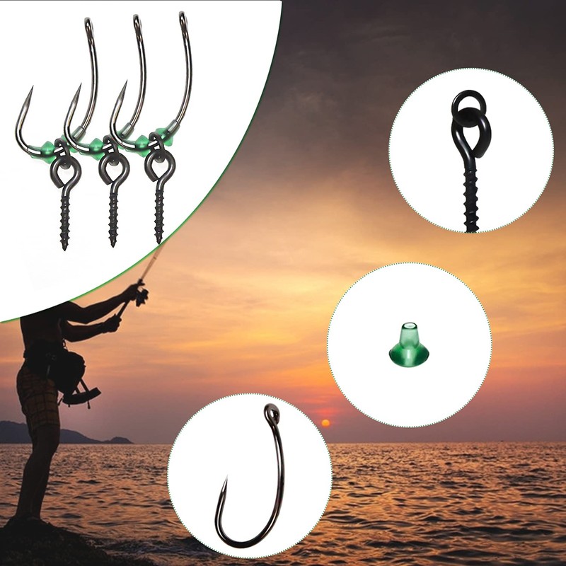 LBING 95 Pieces Fishing Hooks Set 30 Pieces Thread Boilie