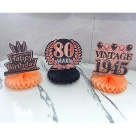 90th Birthday Table Decorations Set of 9 - Black & Pink Party Decor for Centennial Celebration - Honeycomb Paper Table Centerpieces with 90 Years Sign Anniversary Party Supplies
