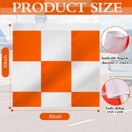 Heavy Duty Airport Flag 30 x 30 Inch Safety Marking Flags Orange and White Checkered Racing Flag Banner for Airfield Warning Outdoor Construction Vehicles Site Bike Truck Camping Decoration Gift