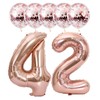 Rose Gold 42 Foil Balloons 40" Jumbo Foil Balloons Confetti Balloons for 42th Birthday Wedding Anniversary Party Decorations