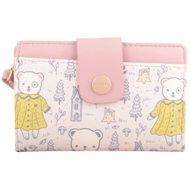 Ladies Teddy Bear RFID Protected Zipper ID Card Holder Wallet Card Holder Rose One Size, rose