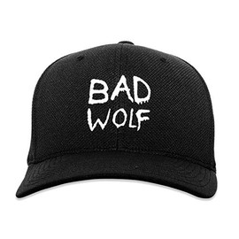 DW Bad Wolf Embroidered Flexfit Adult Cool & Dry Sport Cap Hat - [Black][L/XL]