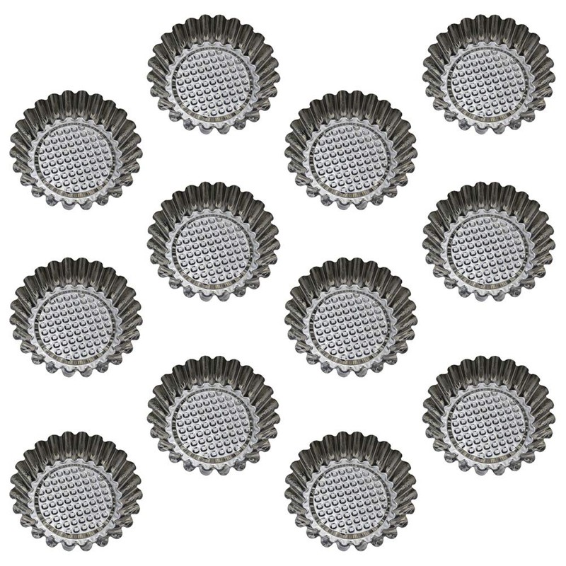 DOITOOL Baking Cup 12pcs Stainless Steel Round Lace Egg Tart