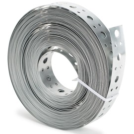 Galvanized Metal Strap 1-Inch x 50Feet, 23-Gauge Pipe Hanger Strap Metal Strapping with Holes Plumbers Strap DIY Cutting for Pipe Supports Hanging