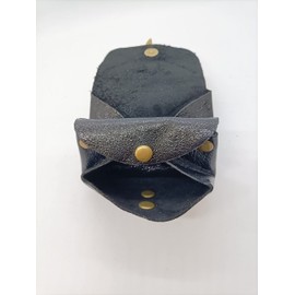 Générique Women's Iridescent Leather Wallet with Shiny Leather Card Holder, Real Leather, Trifold, 3 Compartments,, Black, 10.5 x8 x4 cm, Minimalist