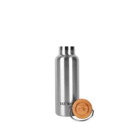 Tatonka Stainless Steel Drinking Bottle Hot + Cold Stuff Bamboo Lid 500 ml - Unbreakable Insulated Bottle with Bamboo Lid - Dishwasher Safe and BPA-Free - 0.5 L