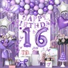 16th Purple Birthday Decorations for Girls, Purple Pink 16th Birthday