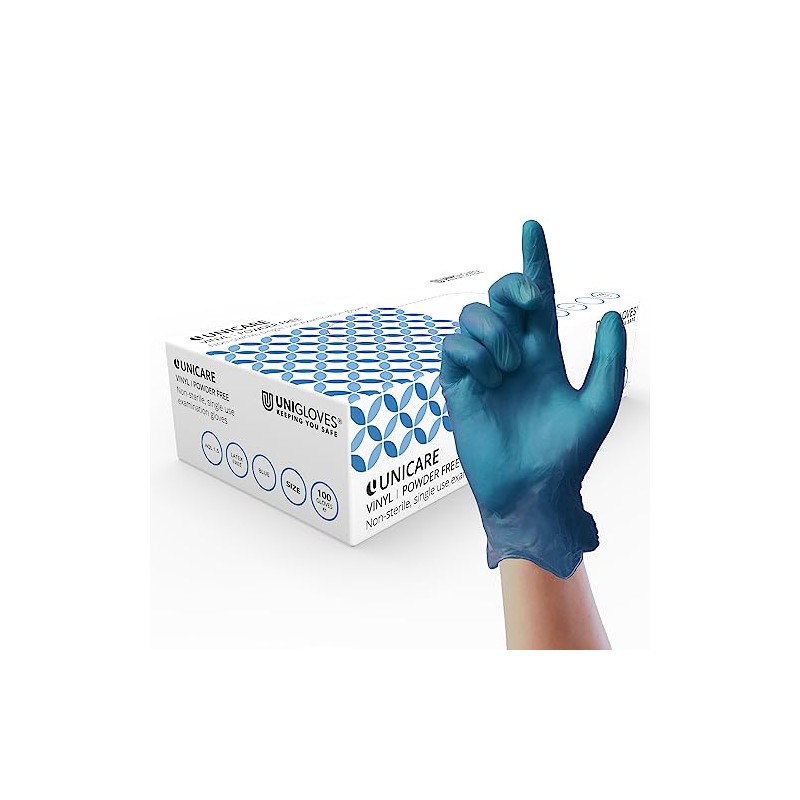 Unicare Vinyl Examination Glove, Medical Grade EN455, Medium Weight, Box