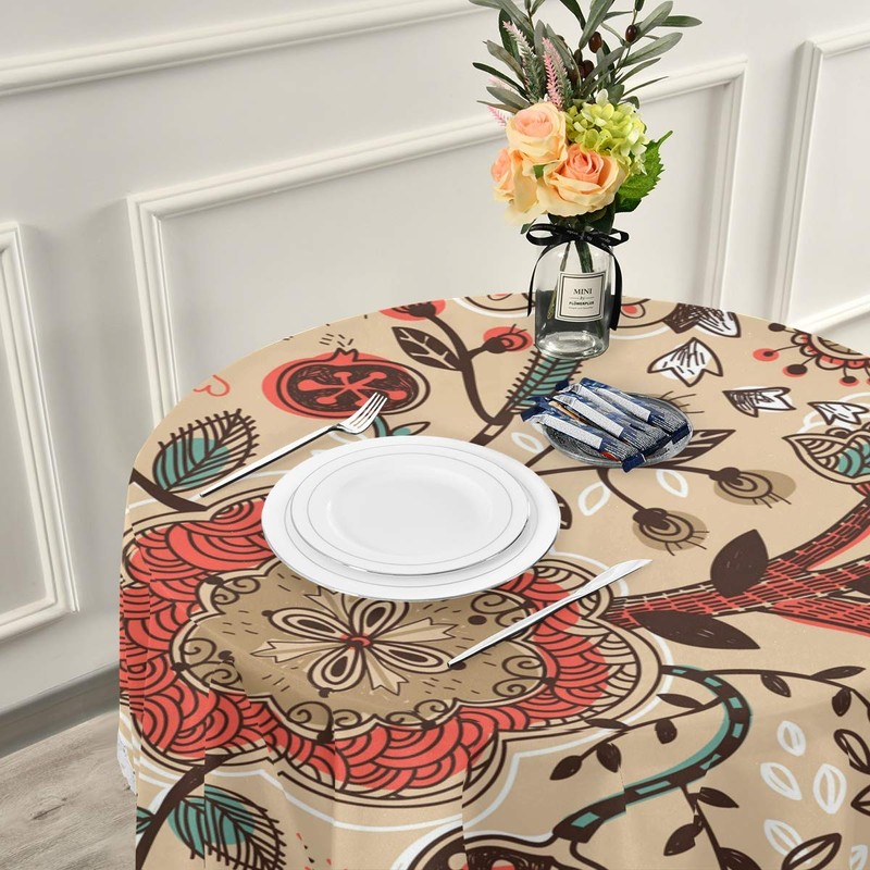 JUMBEAR Floral Round Tablecloth Polyester Circular Table Cloth Beautiful Water