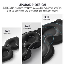 onaEz onaEz 3D Schlafmaske für Herren und Frauen, 2024 Total Licht Blockierendes Augenmaske, 12mm Vertiefte Augenhöhlen & Erhöhen Nasenpads, Schlafbrille aus Eisseide für Reisen, Nickerchen, Grau
