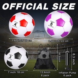 Ceenna 6 Pcs Soccer Ball Bulk with Pump Bag Machine Stitched Deflated Soccer for Outside Sports Training Game Practice(Multicolor,Size 5)
