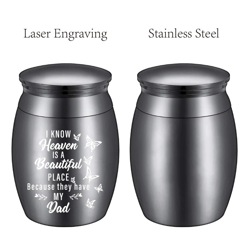 CREATCABIN Small Ashes Urn Keepsake Butterflies Cremation Urn Mini Stainless