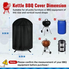 iCOVER Heavy Duty Vertical classic outdoor BBQ Barbecue Dome Smoker Cover G11601 for weber char-broil Brinkmann.