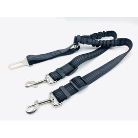 Dog Car Seat Belt Seatbelts Double Head Adjustable Nylon Pet Seat Belt with Pet Triangle Scarf for Pets Travel Car Seat Belts for Dogs Cats Rabbits and Other Pets (Black)
