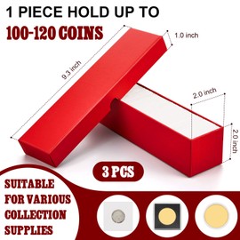 303 Pcs Coin Collecting Supplies 300 Pcs Cardboard Coin Flips 3 Pcs 2 x 2 Inch Single Row Storage Boxes for Coins Mega Assortment Coin Holder Coin Box Coin Collecting Supplies for Collectors (Red)