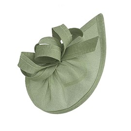 Caprilite Vegan Moon Hoop Fascinator Hat on Headband Wedding Ascot Races Bespoke Sinamay Disc (Sage Green)