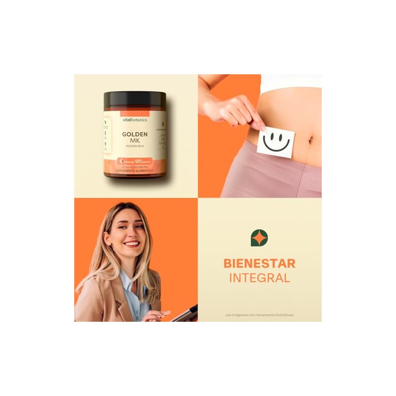 Vital Botanics Golden Milk Cúrcuma, Pimienta Negra y Aceite de
