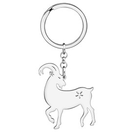 YAYAKO Stainless Steel Cute Goat Keyring Purse Car Key Chain Fashion Jewellery Goat Gifts for Goat Lovers Women Girls Charms, silver-plated