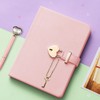 Relota Diary with Heart Lock B6 Pink Heart-Shaped PU Leather