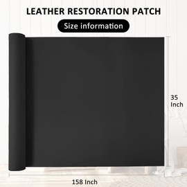AOOTOOLINK Leather Repair Patch 35X158 Inch Self Adhesive Leather Repair, Large Leather Repair Tape for Couches, Furniture, Car Seats, Cabinets, Sofa, Handbags (Black, 35X158 Inch)