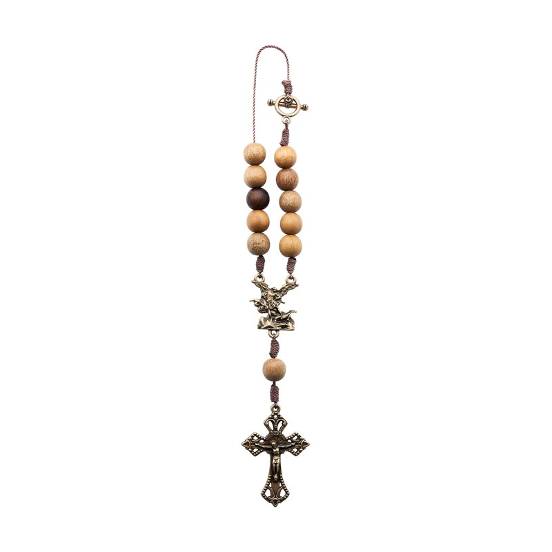 Car Rearview Mirror Rosary Decade Crucifix Ornament - Made in
