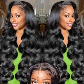 30Inch Wear and Go Glueless Wigs Human Hair Pre Cut 7x5 Black Body Wave Lace Front Wigs Human Hair 200% Density Bye Bye Knots Wigs