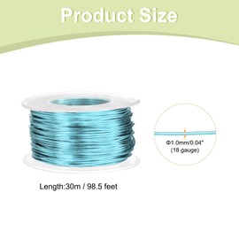 sourcing map 18 Gauge Aluminum Craft Wire 1.0mm 98.5ft Flexible Bendable Anodized Metal Jewelry Sculpting Wire for Jewelry Making Modelling Craft DIY, Sky Blue