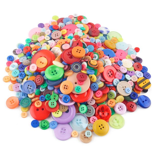 VGOODALL Pack of 1000 Colourful Buttons, Plastic Craft Buttons, Children's