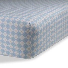 Super Soft Fitted Crib Sheets – 100% Jersey Cotton – for Boys and Girls - 28” x 52” Fits Full Size Crib and Toddler Bed Mattresses - Covered Elastic Hem – Blue Argyle – by Abstract