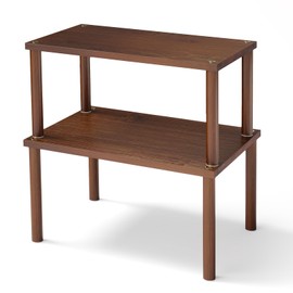 VERTORGAN Cabinet Organizer Shelf(Set of 2),Kitchen Counter Shelves,Bamboo Spice Rack Countertop and Cabinet,Stackable Expandable,Medium(Brown)