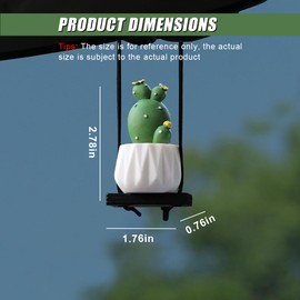 DUSCOKE Swinging Cactus Succulent Car Hanging Ornament, Creative Car Rear View Mirror Charm, Cute Potted Plant Auto Mirror Pendant, Vehicle Interior Decoration Accessory (White-haired Cactus)