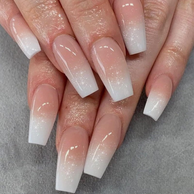 Hebterrka 24 Pieces Press On Nails Fake Nails Short Square