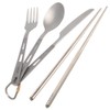 4pcs Titanium Tableware Camping Fork Spoon Cutter Chopsticks Ultra Light