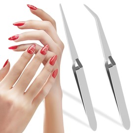 JEYORZY Pack of 2 Tweezers Nail Pinch, Nail Shapes, Stainless Steel Pinch Pliers, Tweezers, Tweezers Shapes, Stainless Steel Clip, Nail Art, Multifunctional Nail Nippers, Tweezers Tool for Nail Tip