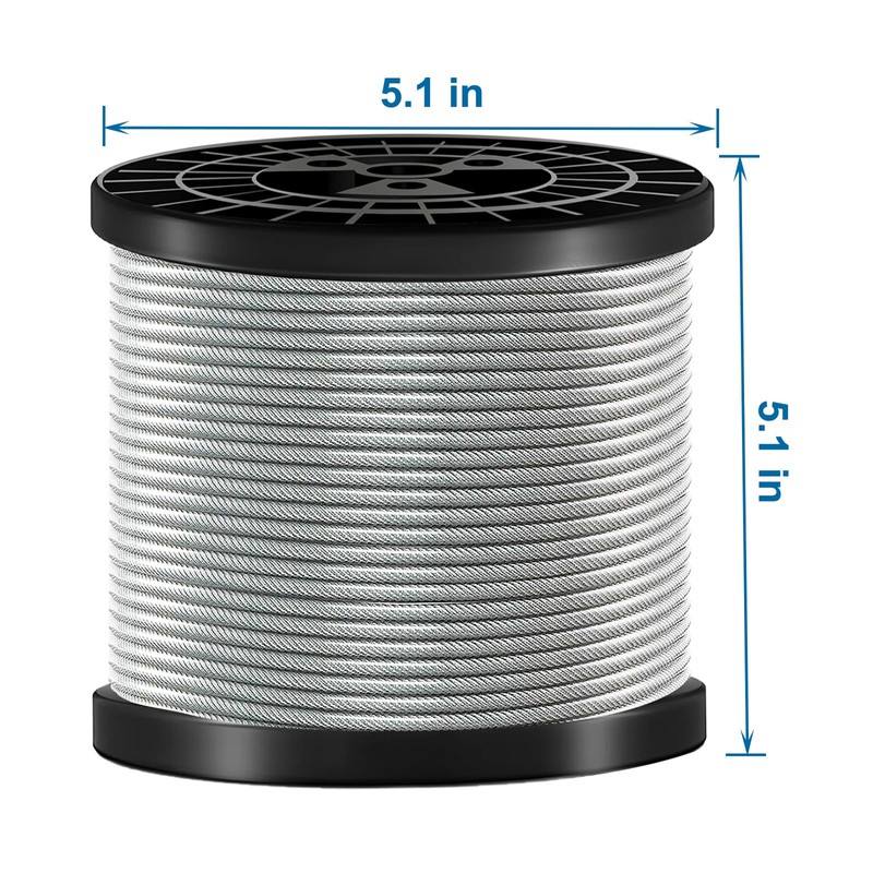 FOLUXING 100FT 3/16" Wire Rope, Vinyl Coated Aircraft Cable for