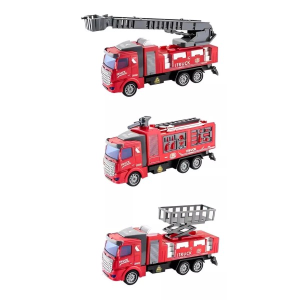 Deluxe Set 3x Camiones Bomberos Rescate Extensible Niños Juguete
