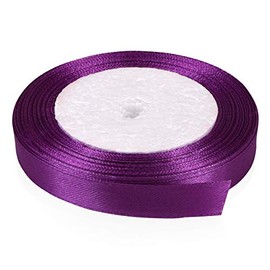 Solid Color Satin Ribbon, Kissbuty 1/2 Inch 25 Yards Gift Wrapping Ribbons Single-Sided Fabric Ribbon Embellish Ribbon Silk Ribbon Roll for Bows Crafts Gifts Party Wedding (Purple)