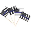QQSD Thin Blue Line American Police Toothpick Flag Small Mini