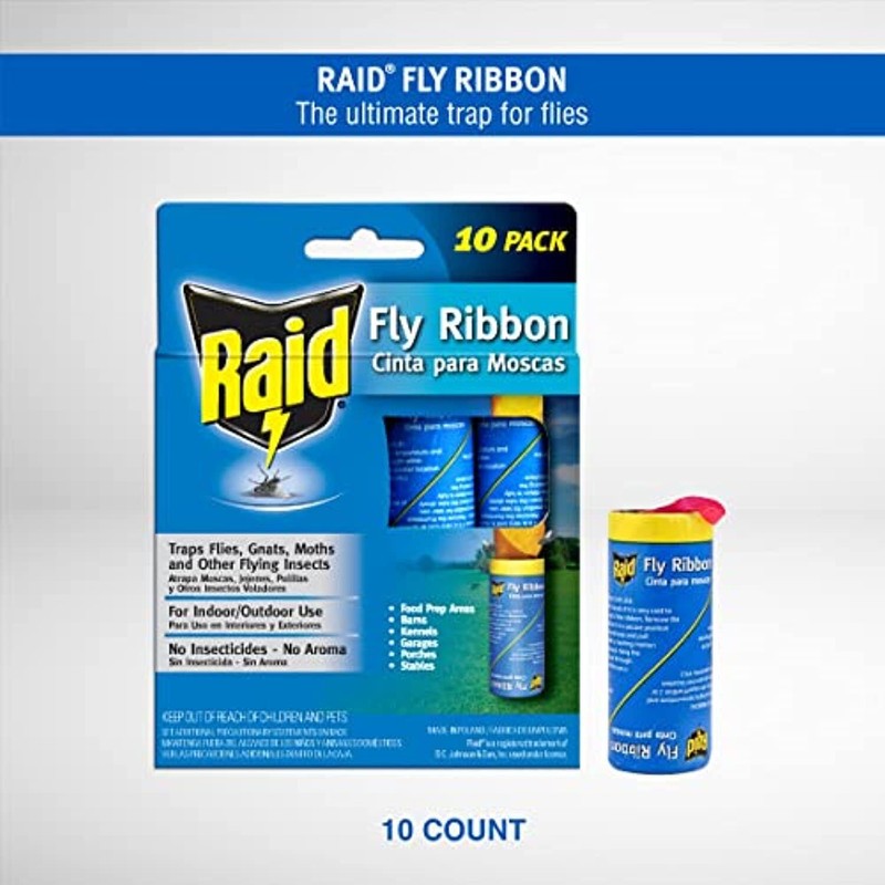Raid Fly Ribbon Trap 10-Pack Flying Insect Tape Paper Catch