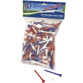 PGA Tour Unisex – Erwachsene Golf-Tees aus Holz, 7 cm, 200 Stück, Rot/Weiß/Blau, Mehrfarbig, Einheitsgröße