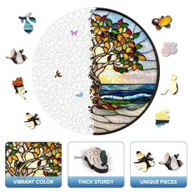 Ruikiyart Tree Puzzles for Adults 500 Pieces,Tree Wooden Jigsaw Puzzles,Tree of Life Unique Shaped Puzzle Challenge Christmas Family Puzzle Games for Adults Home Decor (16.5"*16.5")