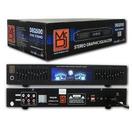 Mr. Dj DEQ500 Dual Band Stereo Graphic Equalizer with 10 Band EQ Blue Leds and Dual Vu Meters Level Monitor