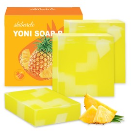 3 PCS Yoni Soap Bar, Organic Yoni Bar Soap Yoni Wash Feminine Wash for Women Ph Balance, Natural Deodorant Vaginal Body Bath Soap Body Wash Pineapple Handmade feminine soap