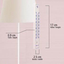 Lantelme Analogue Thermometer for Indoor Outdoor Garden | Made in Germany | Weatherproof 17 cm Length Plastic Colour White/Blue | Precise Temperature Display -30 to +50 °C | Outdoor Thermometer (White