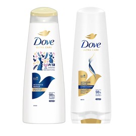Dove Ultra Care Intensive Repair Shampoo 400ml & Conditioner 350ml Set – For Damaged Hair – Bio-Restore System – Vegan & PETA Approved – Up to 98% Damage Repair – 2-Pack Haircare Bundle
