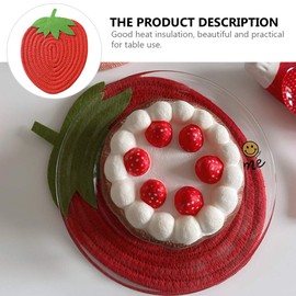 Hemoton Pot Holders Cloth Trivets Strawberry Shaped Cotton Thread Kitchen Table Mats Hot Pads Coasters for Cooking Baking Table Decorations