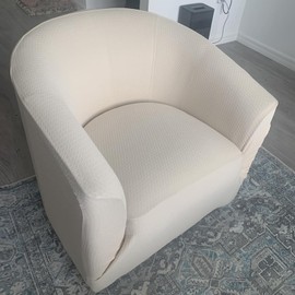 SearchI Club Chair Slipcover Stretch Barrel Chair Covers Jacquard Tub Chair Slipcovers Spandex Armchair Sofa Cover Removable Couch Furniture Protector Arm Chair Cover for Living Room(Fabric-Beige)
