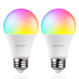 Geeni Merkury Smart A19 Color Changing Light Bulbs - 2-Pack, Dimmable, Compatible with Alexa and Google Assistant