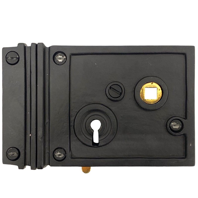 The King's Bay Cast Iron Rectangular Rim Lock with White