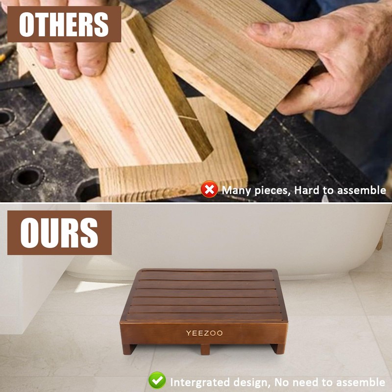Wooden one Step Stool- Solid Pine Wood Step Riser with